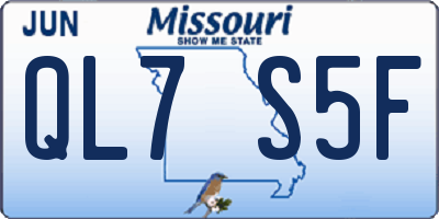 MO license plate QL7S5F