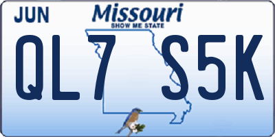 MO license plate QL7S5K