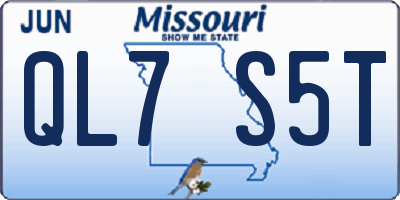 MO license plate QL7S5T
