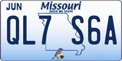 MO license plate QL7S6A