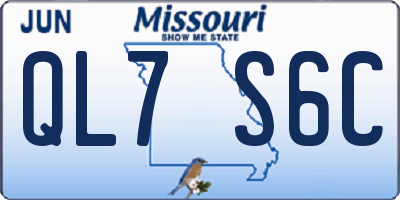 MO license plate QL7S6C