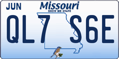 MO license plate QL7S6E