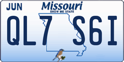 MO license plate QL7S6I