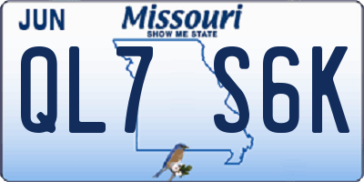 MO license plate QL7S6K