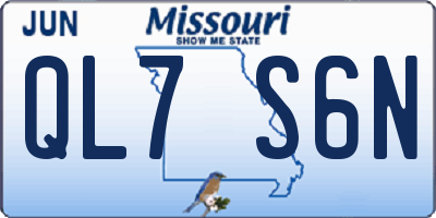 MO license plate QL7S6N