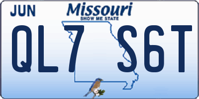 MO license plate QL7S6T
