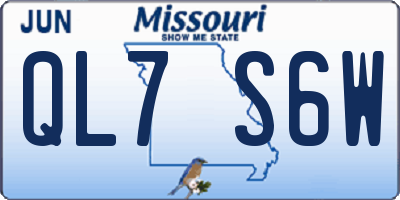 MO license plate QL7S6W