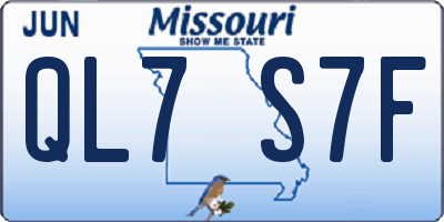 MO license plate QL7S7F