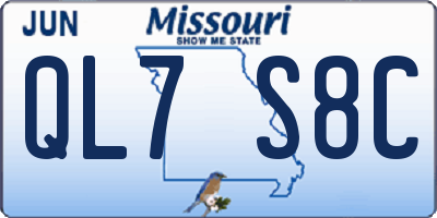 MO license plate QL7S8C