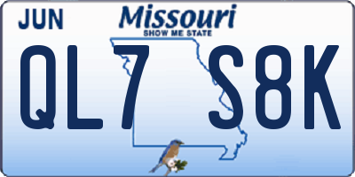 MO license plate QL7S8K