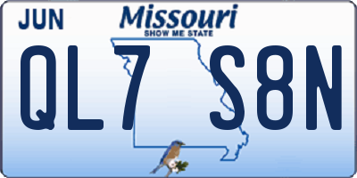 MO license plate QL7S8N