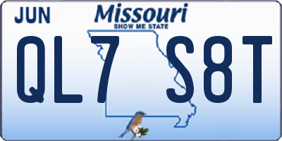 MO license plate QL7S8T