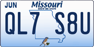 MO license plate QL7S8U