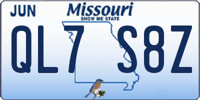 MO license plate QL7S8Z