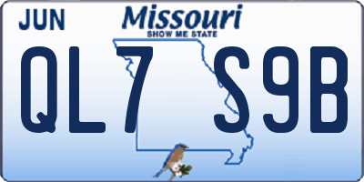 MO license plate QL7S9B