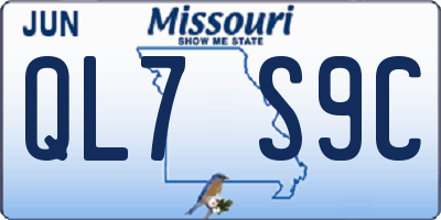 MO license plate QL7S9C
