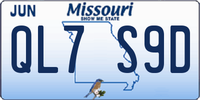 MO license plate QL7S9D