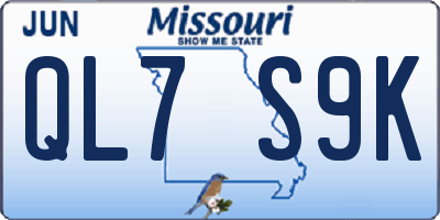 MO license plate QL7S9K