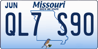 MO license plate QL7S9O