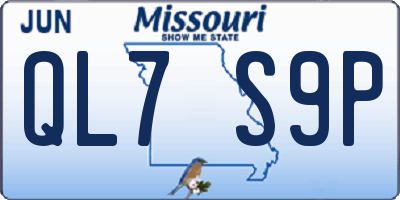 MO license plate QL7S9P