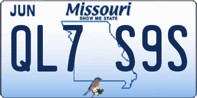 MO license plate QL7S9S
