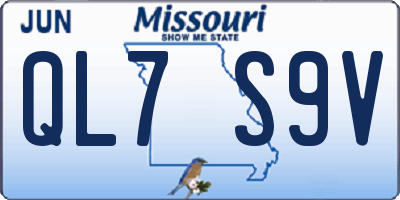 MO license plate QL7S9V