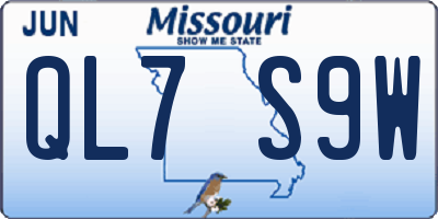 MO license plate QL7S9W