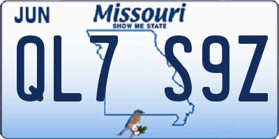MO license plate QL7S9Z