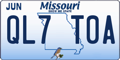 MO license plate QL7T0A