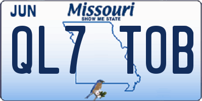 MO license plate QL7T0B