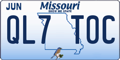 MO license plate QL7T0C