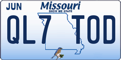 MO license plate QL7T0D