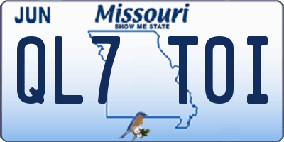 MO license plate QL7T0I