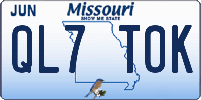 MO license plate QL7T0K
