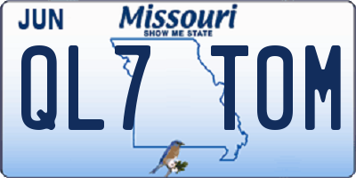 MO license plate QL7T0M