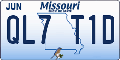 MO license plate QL7T1D