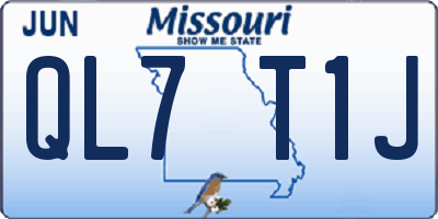 MO license plate QL7T1J
