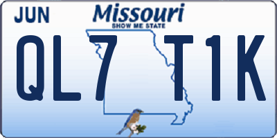 MO license plate QL7T1K