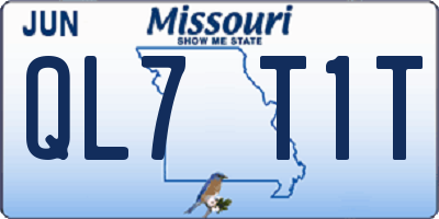 MO license plate QL7T1T