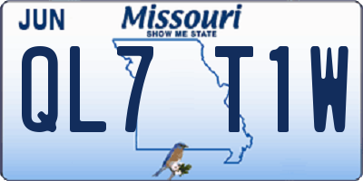 MO license plate QL7T1W