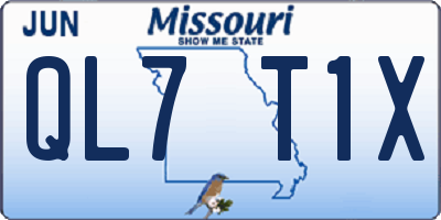 MO license plate QL7T1X