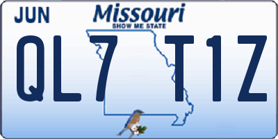 MO license plate QL7T1Z
