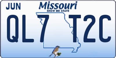 MO license plate QL7T2C