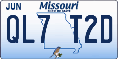 MO license plate QL7T2D