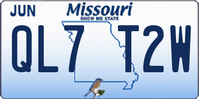 MO license plate QL7T2W