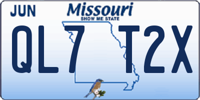 MO license plate QL7T2X