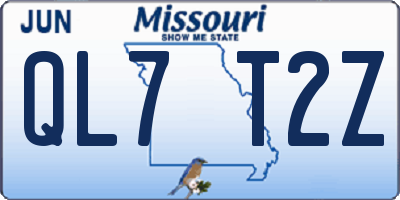 MO license plate QL7T2Z