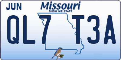 MO license plate QL7T3A
