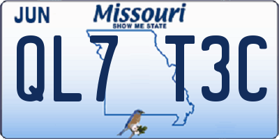 MO license plate QL7T3C