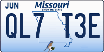 MO license plate QL7T3E